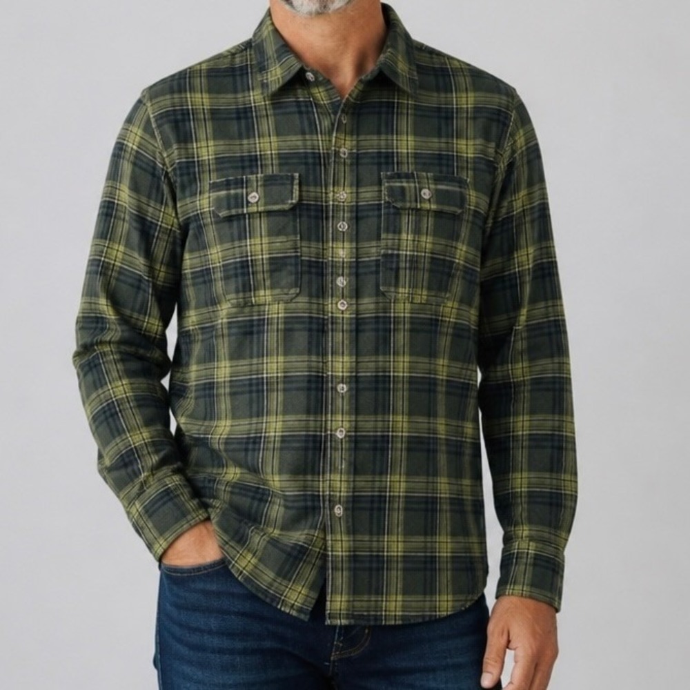 Marmot Plaid Green Flannel Mens S Mountain Works Shirt Small Long Sleeve Hiking